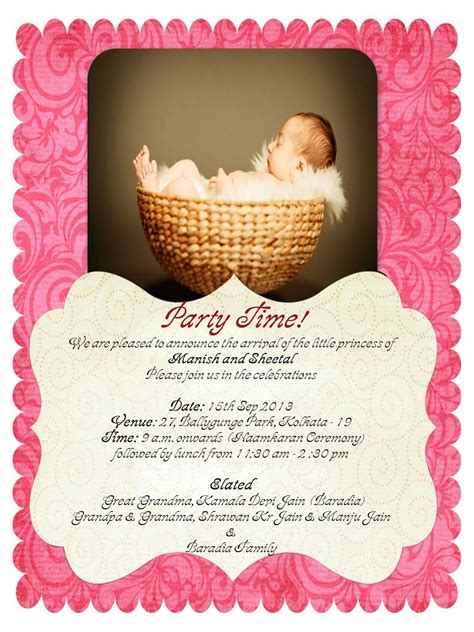 — with a customised personal touch for you —. Cradle Ceremony Invite Free Baby Girl Naming Ceremony ...