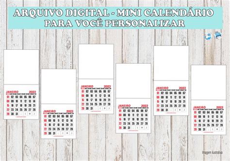 Arquivo Digital Mini Calendario 2023 Png Você Personaliza No Elo7