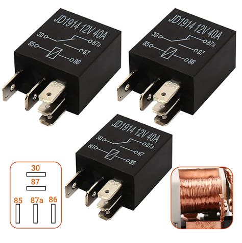 3 Packs 5 Pin Relay 12v 40a Multi Purpose Automotive Relay