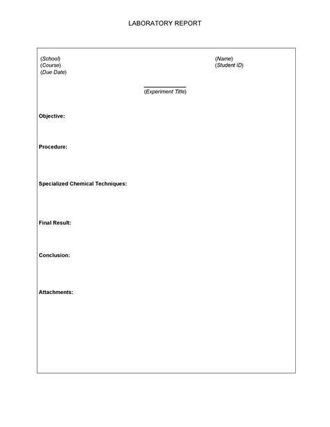 High School Lab Reports Science Lab Report Template Fill In The Blanks