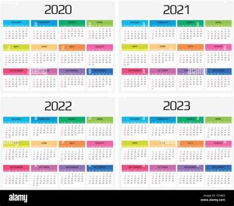 El Calendario 2020 2021 2022 2023 Plantilla 12 Meses Incluir