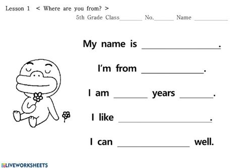 Introducing Yourself Interactive And Downloadable Worksheet You Can Do