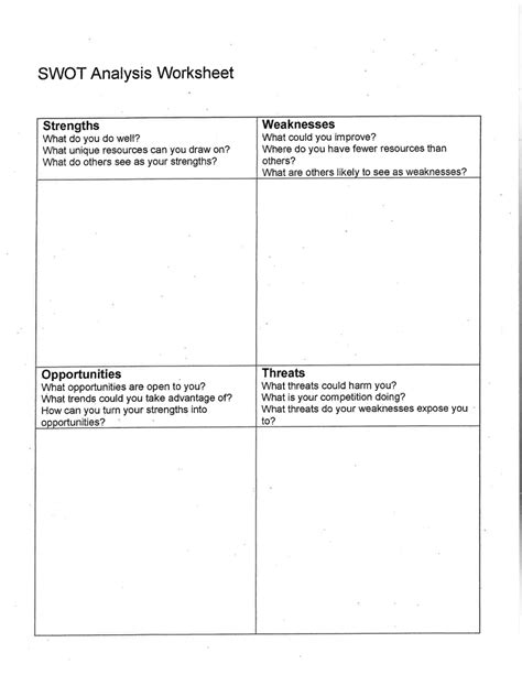 Swot Analysis Worksheet Fillable Pdf Form Swot Analysis Worksheet