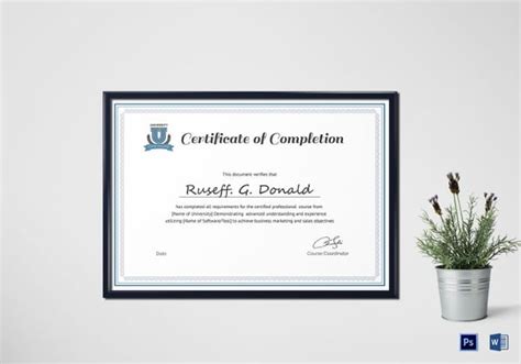 19 Course Completion Certificate Designs And Templates Psd Indesign