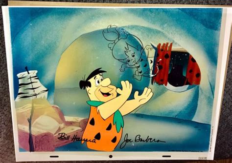 Flintstones Cel Hanna Barbera Signed Tossing Pebbles Pre Production