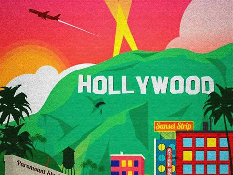 Hollywood Vintage Poster Hollywood Travel Poster Hollywood Etsy