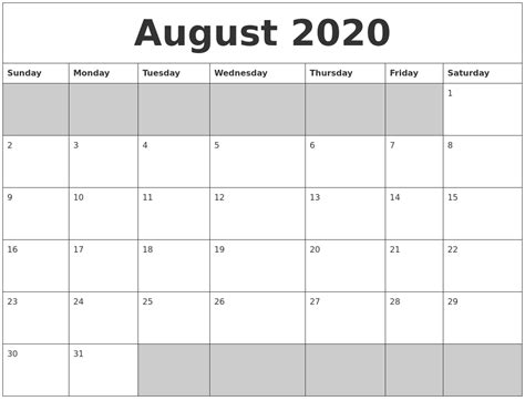 You can print on regular paper size but we recommend to print on letter, a4, a3 or legal paper size. August 2020 Blank Printable Calendar