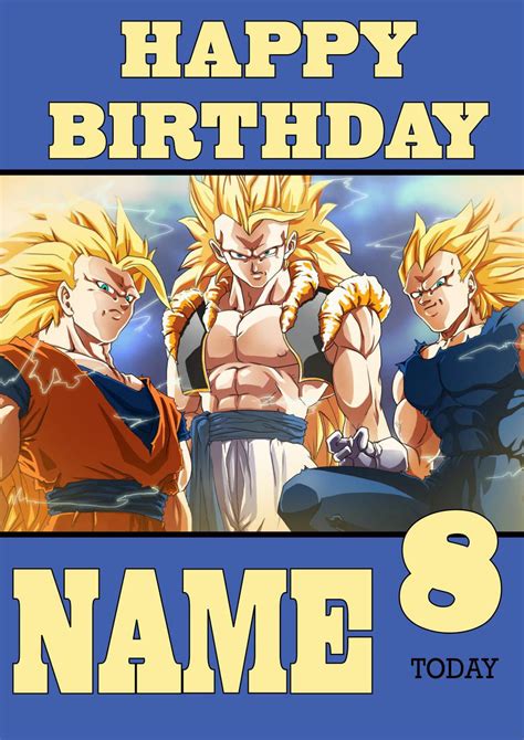 Theme Inspired Kids Adult Personalised Birthday Card Dragon Ball Z Bir