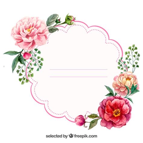 Watercolor Floral Label Vector Free Download