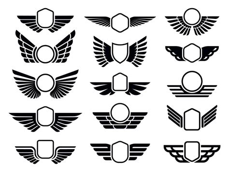 Winged Frames Flying Bird Shield Emblem Eagle Wings Badge Frame And