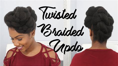 Twisted Braided Updo On Natural Hair - YouTube