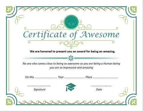 Free Printable Certificate Of Awesomeness Template Printable Templates
