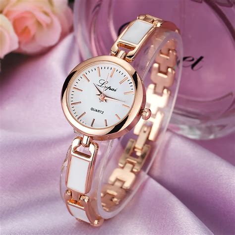 Top Brand Elegant Watch Women Luxury Rose Gold Ceramic Bracelet Watch