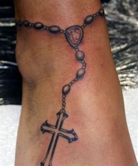 Collection of 25 grey rosary wrist tattoo. 63 Cool Rosary Tattoos On Ankle