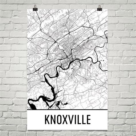 Knoxville Tn Street Map Poster Wall Print By Modern Map Art