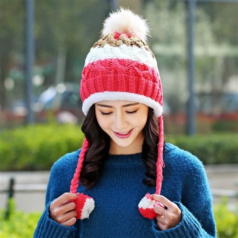 Fashion Winter Hats For Women Girls Warm Thick Bonnet Gorro Knitted Cap