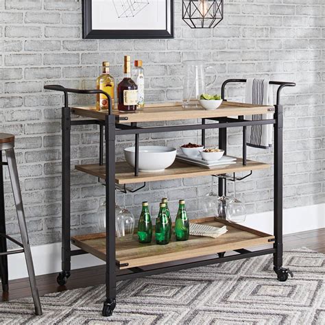 Better Homes And Gardens Crossmill Metal Bar Cart Weathered Finish