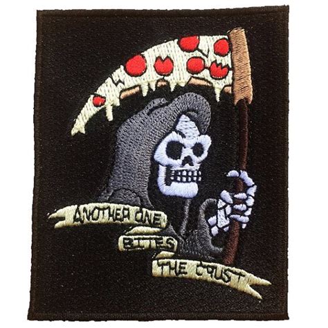 Another One Bites The Crust Embroidered Pizza Punk Vest Patch Punk