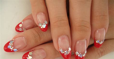 Sts Red Nail Tip With Silver Nail Art