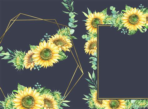 Sunflowers Frames Clipart Sunflower Wreath Border Clip Art