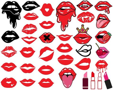 Lips SVG Lips Bundle Svg Kiss Svgbleeding Lipsbiting Lips Etsy