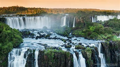 Hd Wallpaper Iguazu Falls At Sunrise State Of Parana Brazil