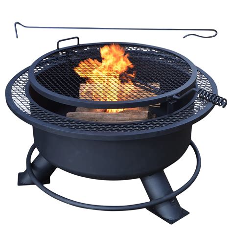 Titan Great Outdoors 38in Fire Pit With Swivel Cooking Grate Black