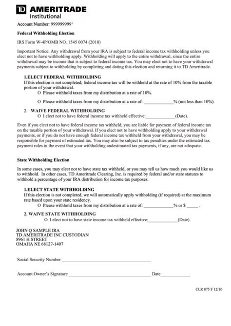Form W 4p State Withholding Election Printable Pdf Download