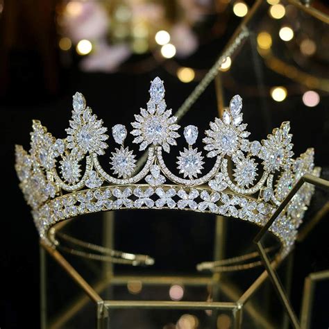 Jorsnovs Elegant Cubic Zirconia Tiara Wedding Bridal Crown Costume Accessories Womens Hair