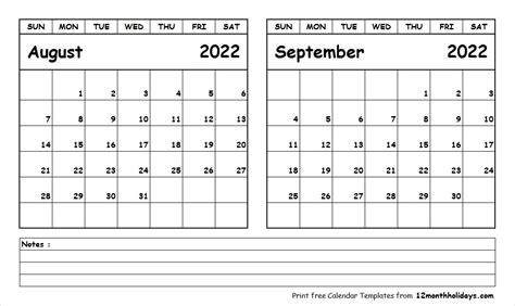 Calendar For August And September 2022 June 2022 Calendar