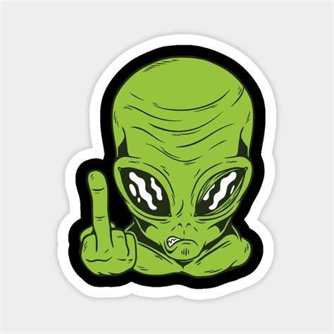 An Alien With Big Eyes Giving The Middle Finger Up And Making A Thumbs Up Sign