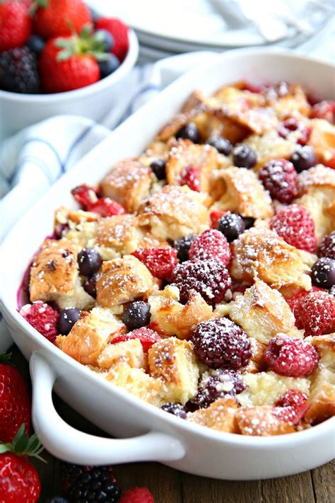 Arrange croissants, in prepared dish, and sprinkle blueberries in between them and on top. Berry Croissant Bake | Recipe | Best breakfast recipes ...
