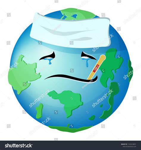 Planet Earth Get Sick Cry Heat Stock Vector Royalty Free 1145318831