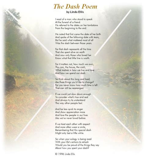 Funeral Printable The Dash Poem