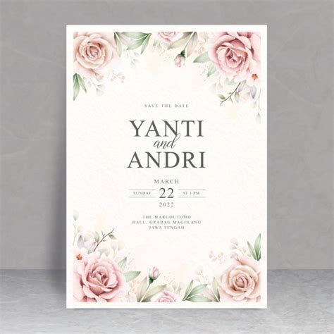 Premium Vector Beautiful Floral Watercolor Wedding Card Theme