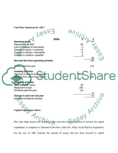 The Cash Flow Of Abc Limited Essay Example Topics And Well Written