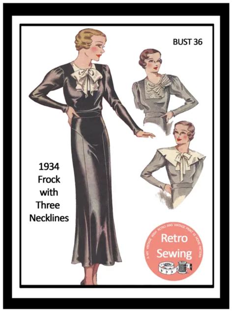 1930s 3 Way Afternoon Tea Dress Sewing Pattern Bust 36 2492 Picclick