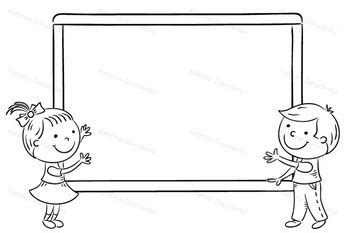 Cartoon schoolchildren at the blackboard in the classroom ...