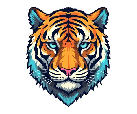 Colorful Tiger Head Logo Tiger Face Sticker Pastel Cute Colors Ai