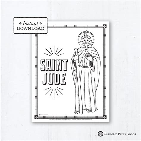 Catholic Coloring Page - Saint Jude - Catholic Saints - Printable