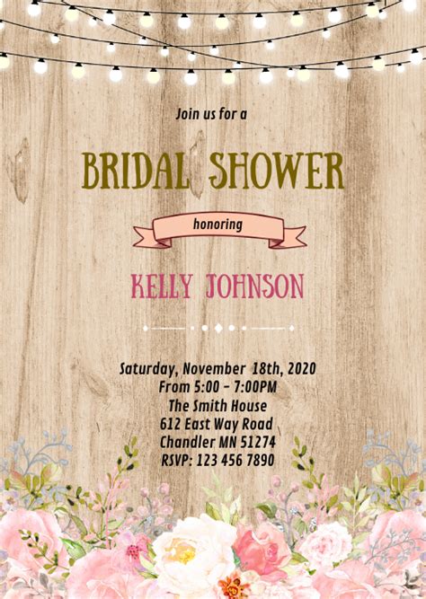 Rustic Wood Bridal Shower Invitation Template Postermywall