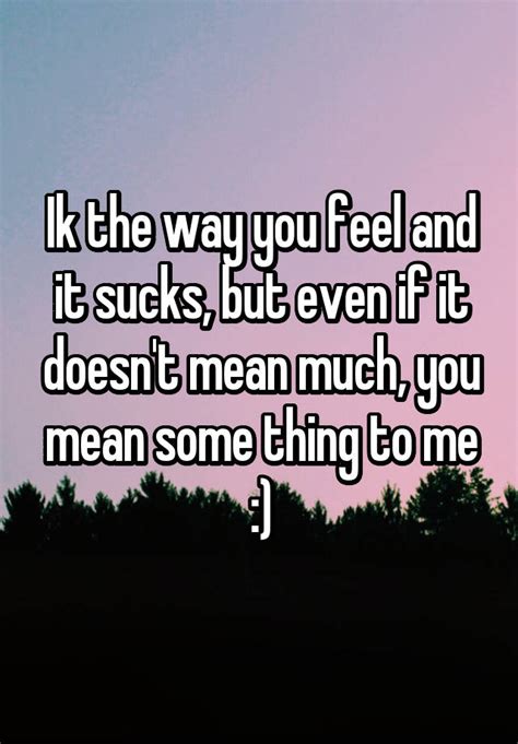 Ik The Way You Feel And It Sucks But Even If It Doesnt Mean Much You Mean Some Thing To Me