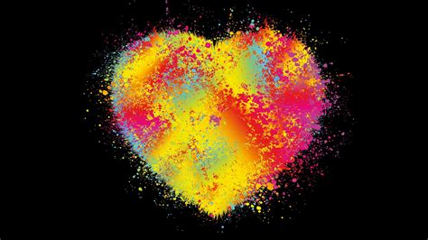 Multicolored Heart Illustration Digital Art Black Background