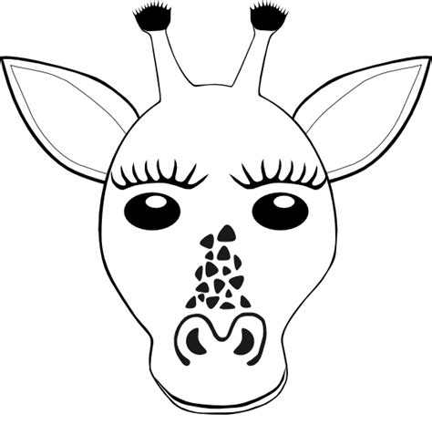 Free Coloring Book Of Giraffes Giraffe Face Black White Line Art