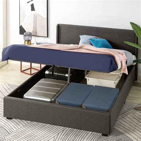 Zinus 31 Cm Maddon Ottoman Gas Lift Upholstered Platform Bed Frame With