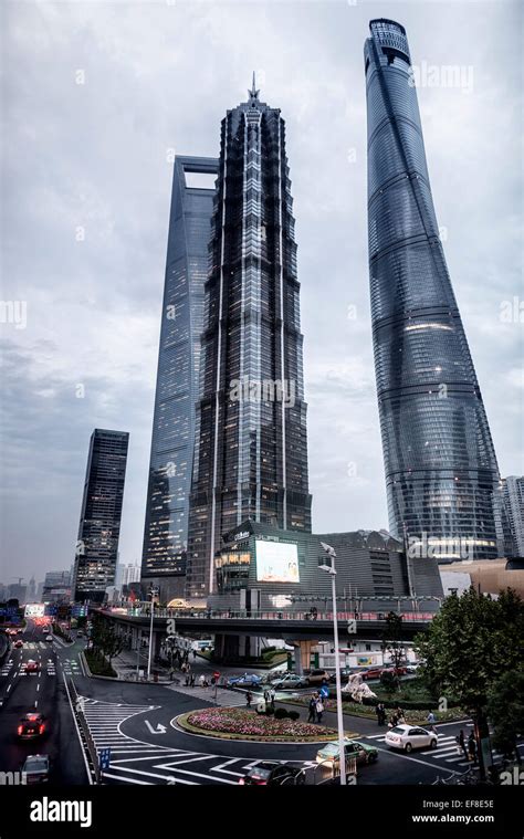 Modern Skyscrapers Shanghai Tower Jin Mao Tower And Shanghai World