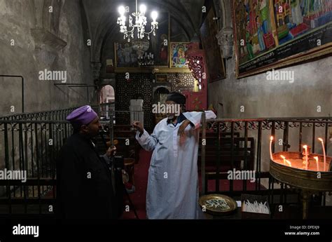 Ethiopian Orthodox Christians Inside The Small Chapel Dedicated To