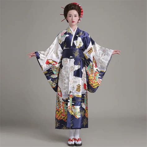 high quality japanese kimono new classic traditional japanese women yukata kimono with obi stage