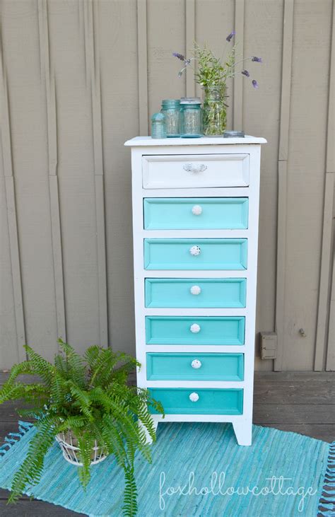 Aqua Ombre Painted Furniture Makeover Furniture Makeover Ombre Paint