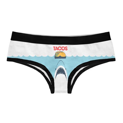 Womens Taco Shark Panties Funny Mexican Food Shark Attack Graphic Novelty Underwear For Ladies